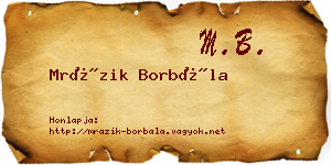 Mrázik Borbála névjegykártya
